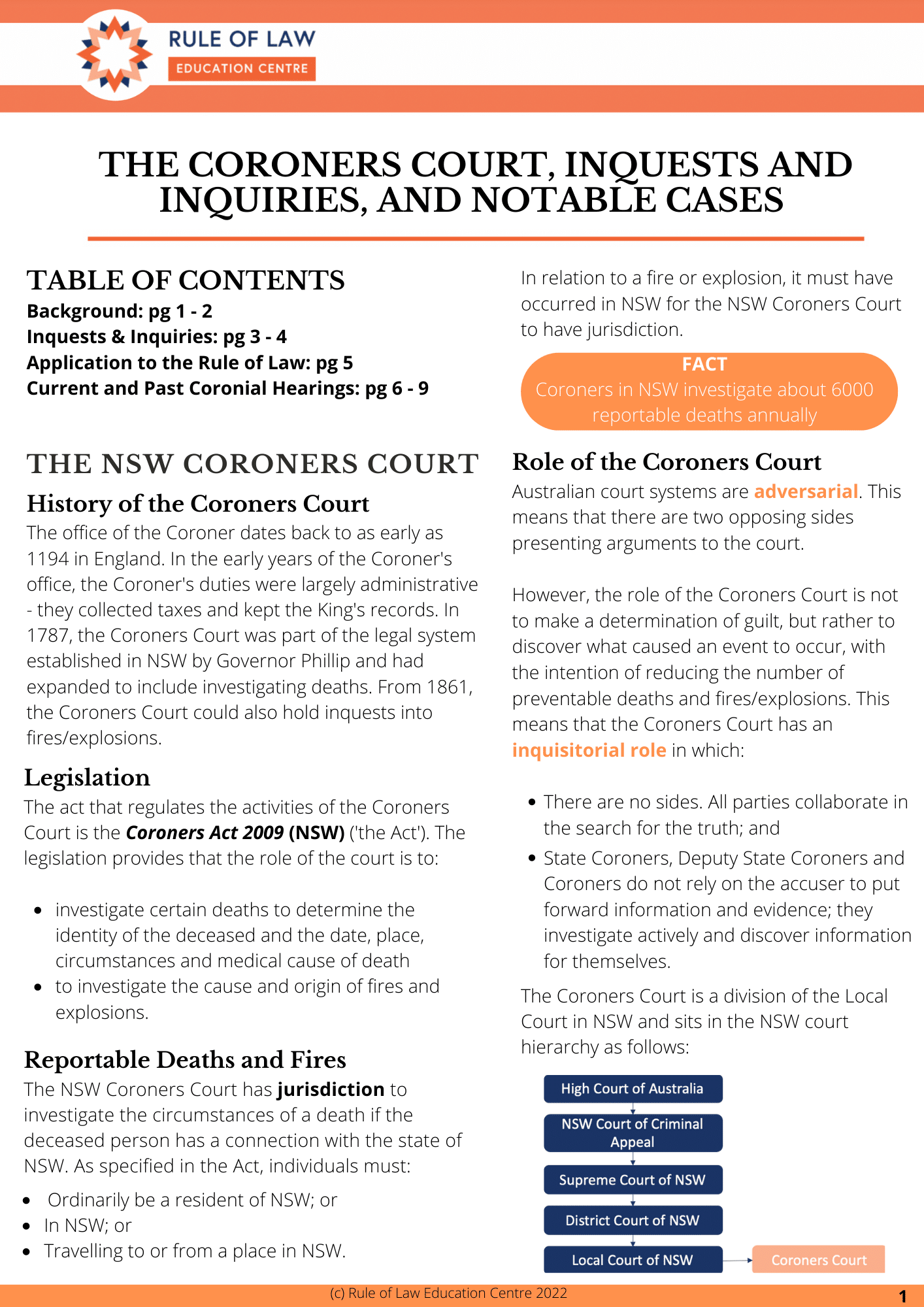 Coroners Court – Inquests and Inquiries